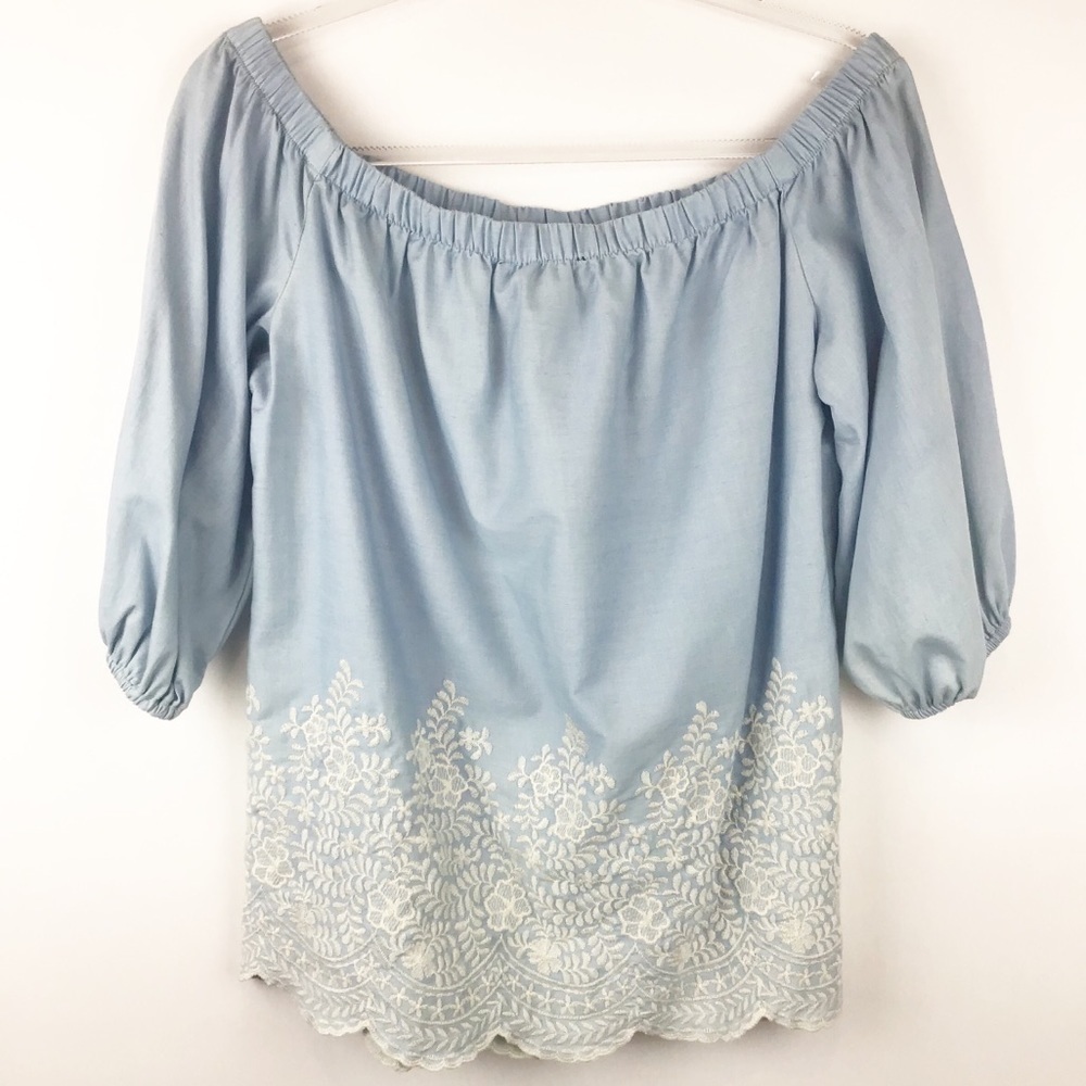 Karen Kane Catalina Blue & White Shirt l Small